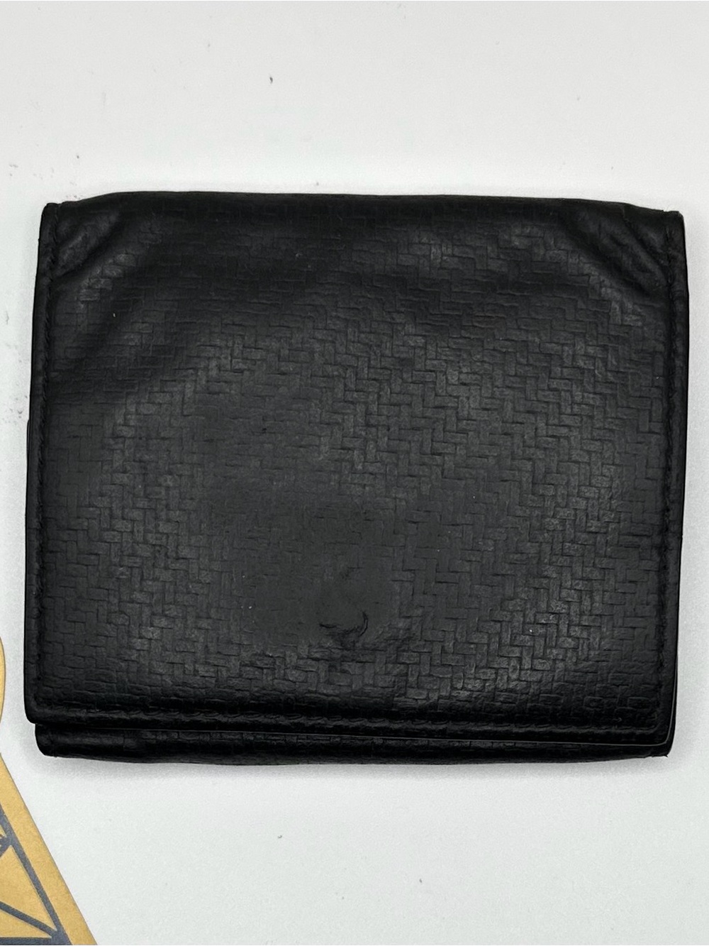 Dunhill Black Textured Leather single card and coin wallet